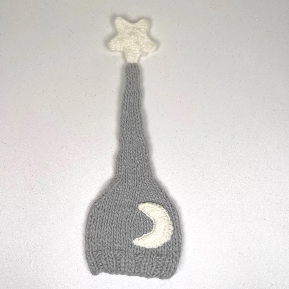 So Doralle Baby Knit Moon Star Stocking Cap Hat Unisex 0-3M Grey Celestial